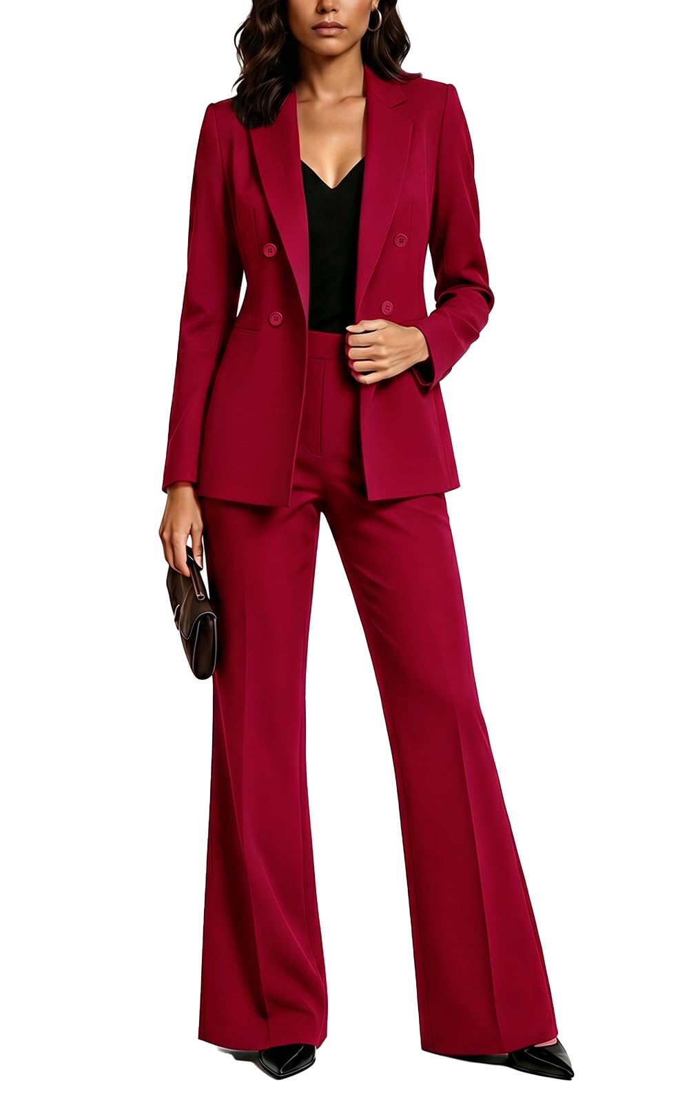 Agenlulu Women's 2 Piece Suits Business Casual Outfits Long Sleeve Solid Blazer Pantsuits Professional Office Work Sets
