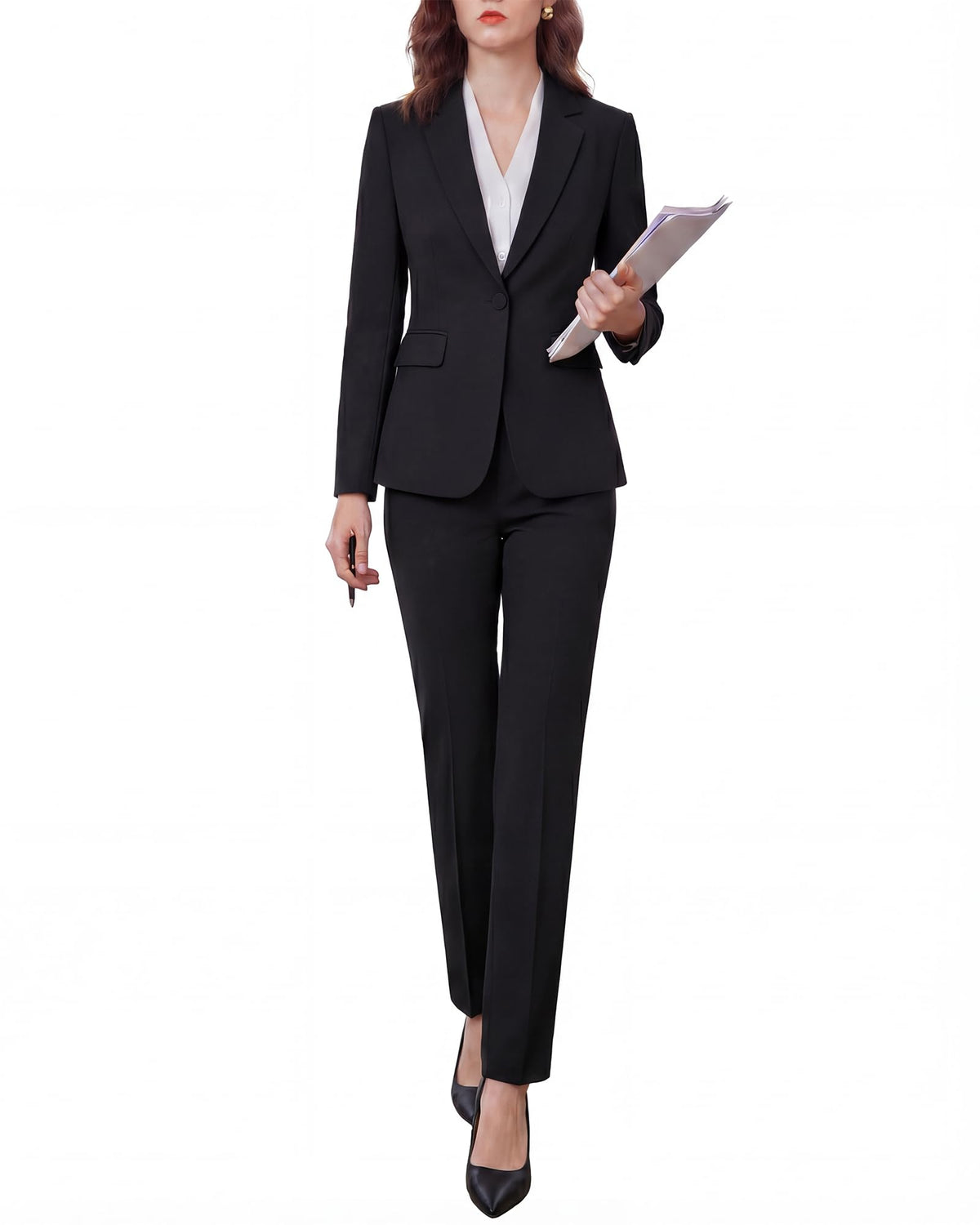 Women's Two Piece Pants Suits - Wrinkle-Free High End Business Formal Casual Blazer Set - Professional Work Outfit