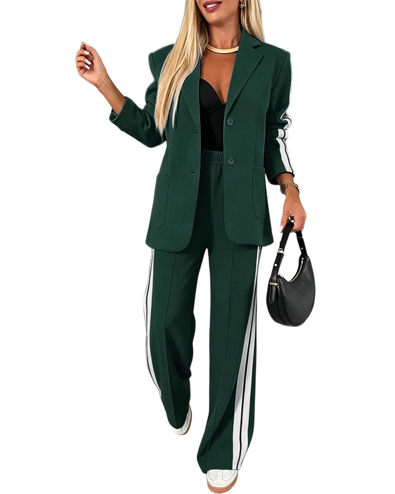 CHICME Womens 2 Piece Blazer Wide Leg Pants Set Airport Travel Outfit