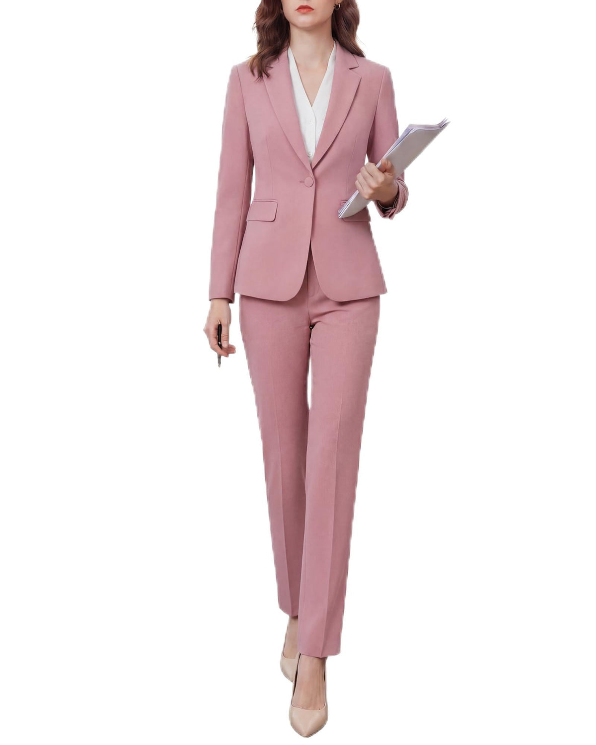 Women's Two Piece Pants Suits - Wrinkle-Free High End Business Formal Casual Blazer Set - Professional Work Outfit