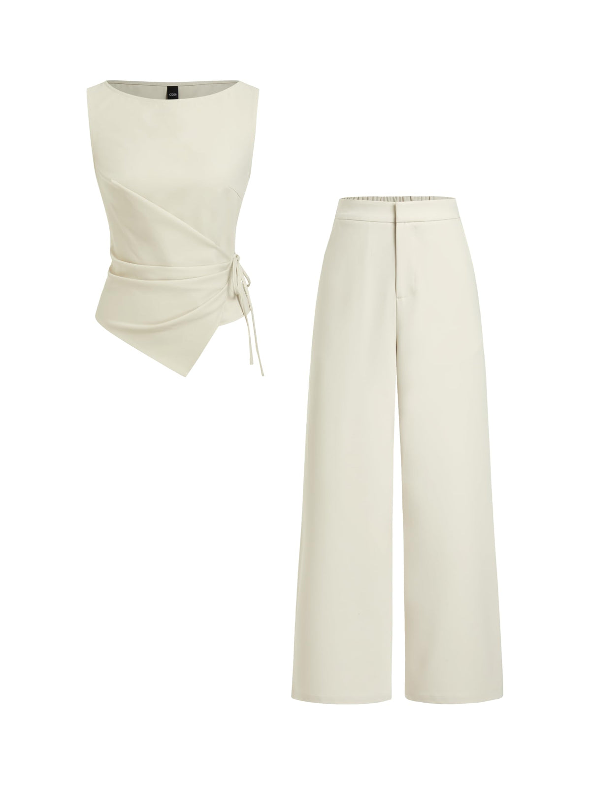 CIDER Womens Striped Knotted Top Straight Leg Pant Set