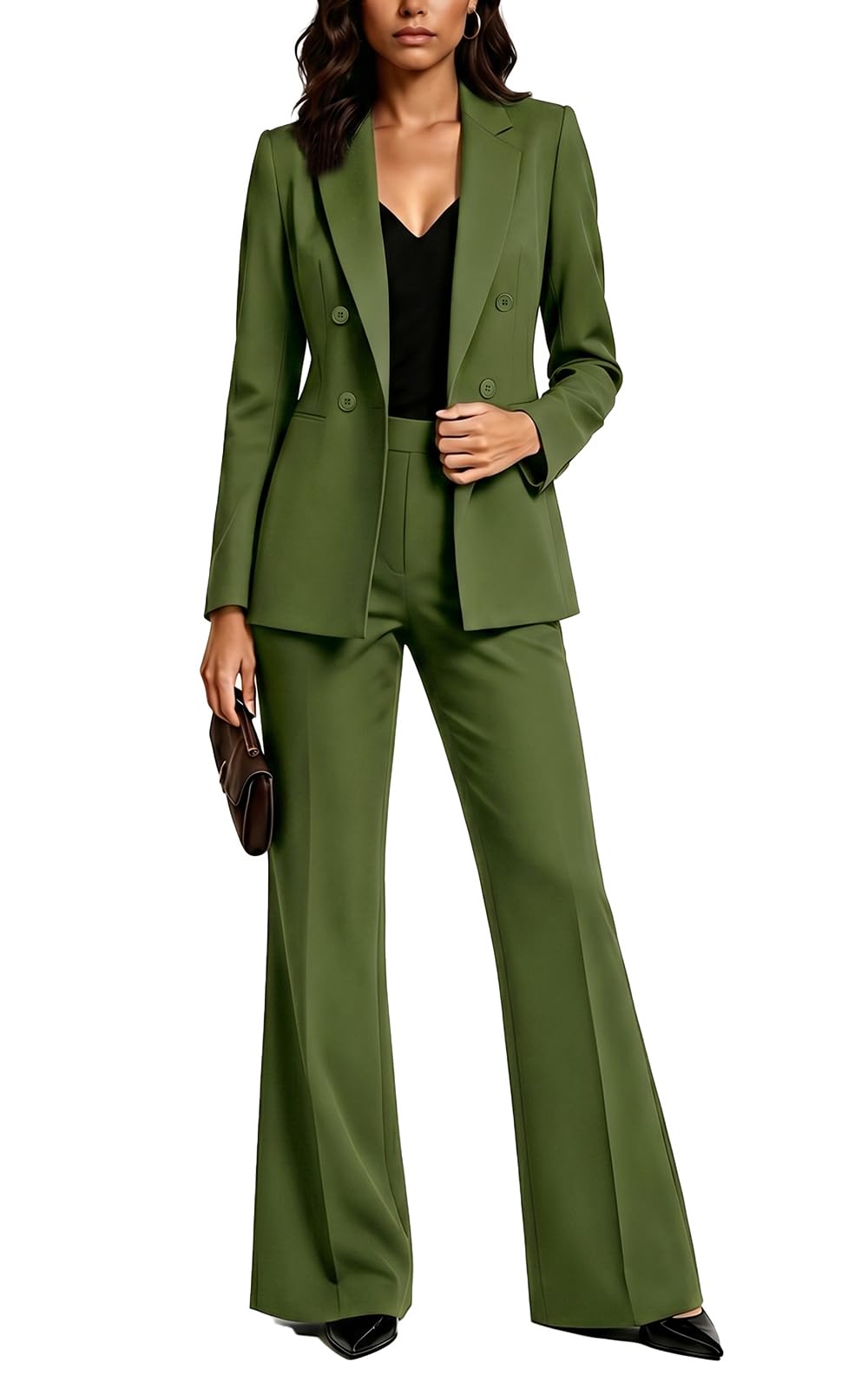 Agenlulu Women's 2 Piece Suits Business Casual Outfits Long Sleeve Solid Blazer Pantsuits Professional Office Work Sets