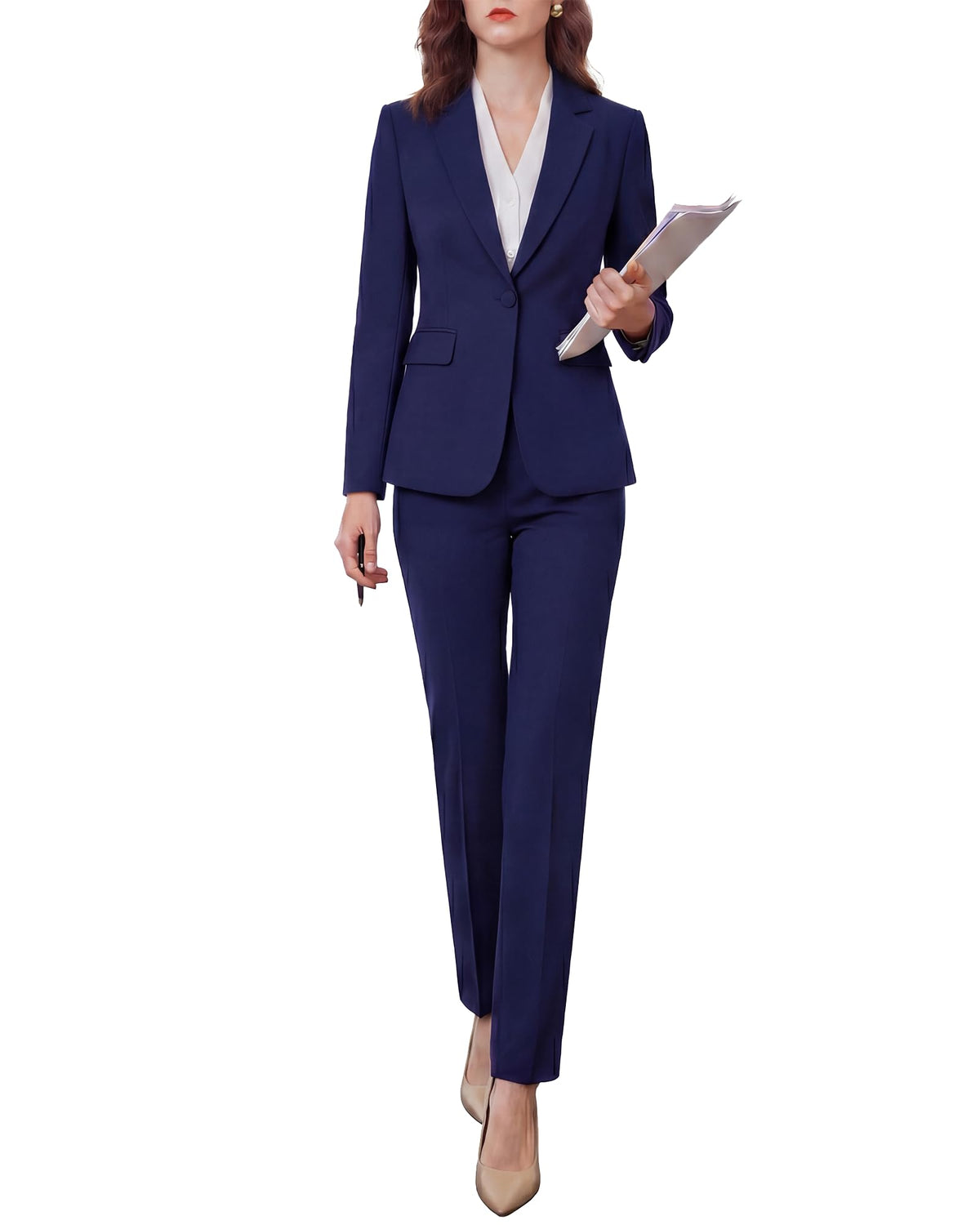 Women's Two Piece Pants Suits - Wrinkle-Free High End Business Formal Casual Blazer Set - Professional Work Outfit
