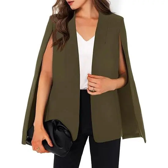 Cicy Bell Womens Cape Blazer Split Sleeve Open Front Casual Jacket Coat Workwear Suit Lightweight  Basic Dark Blue Outerwear