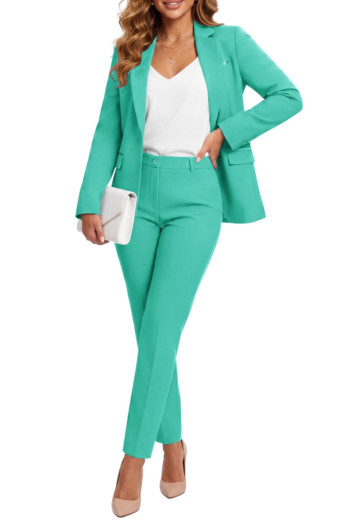 Kelyaa Womens 2 Piece Suit Sets Slim Fit Blazer Pants Work Outfits