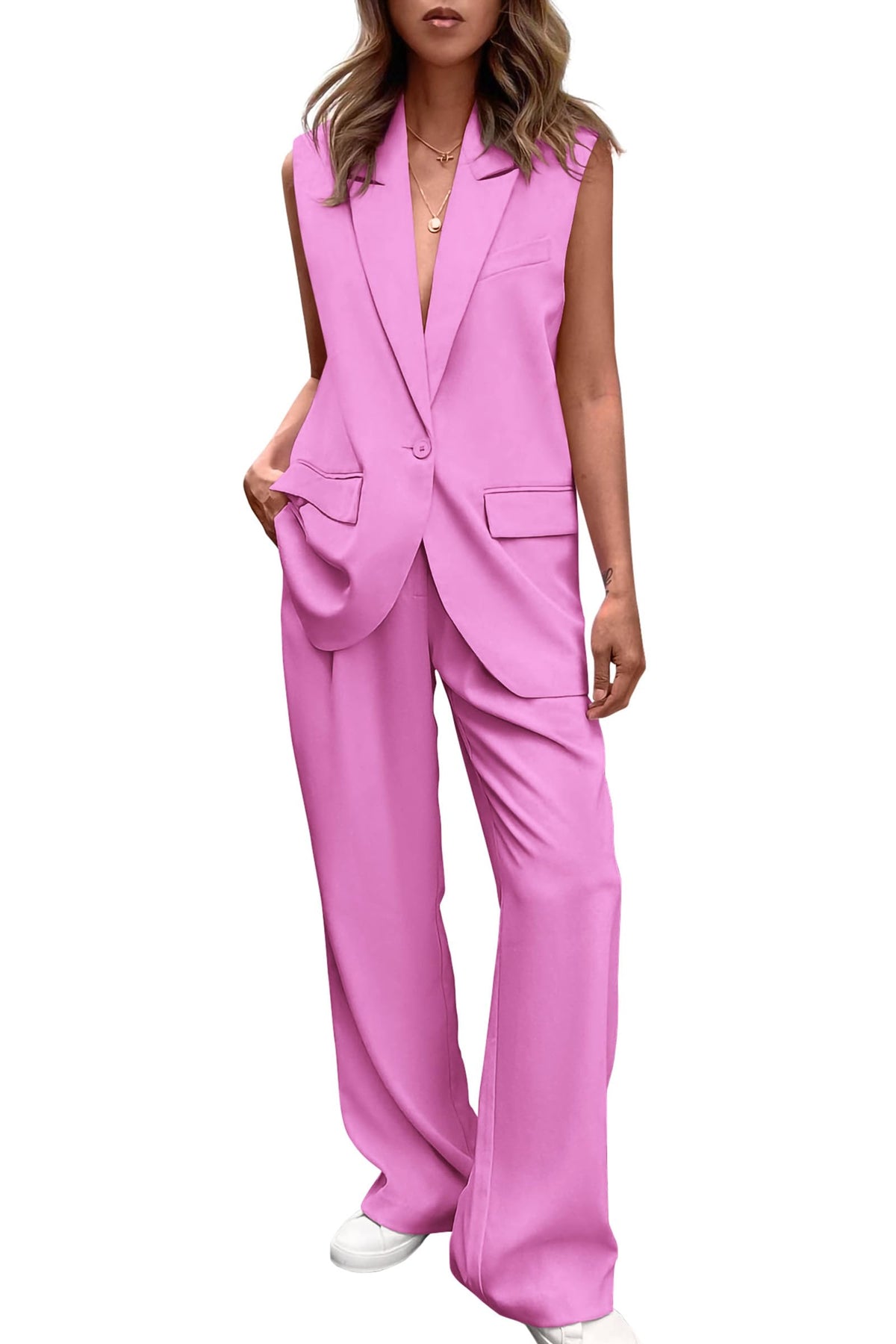 PRETTYGARDEN Women's Summer 2 Piece Outfits Blazer Sets