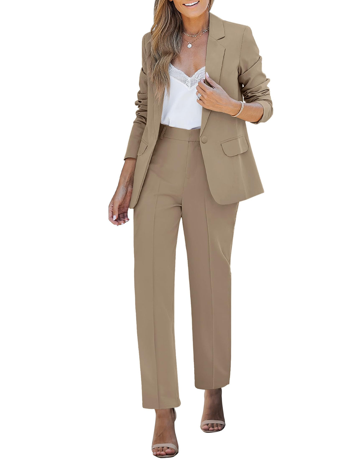 luvamia Women's Two Piece Sets Pants Suits Dressy Business Casual Outfits Professional Blazer Pantsuits Set Work Office