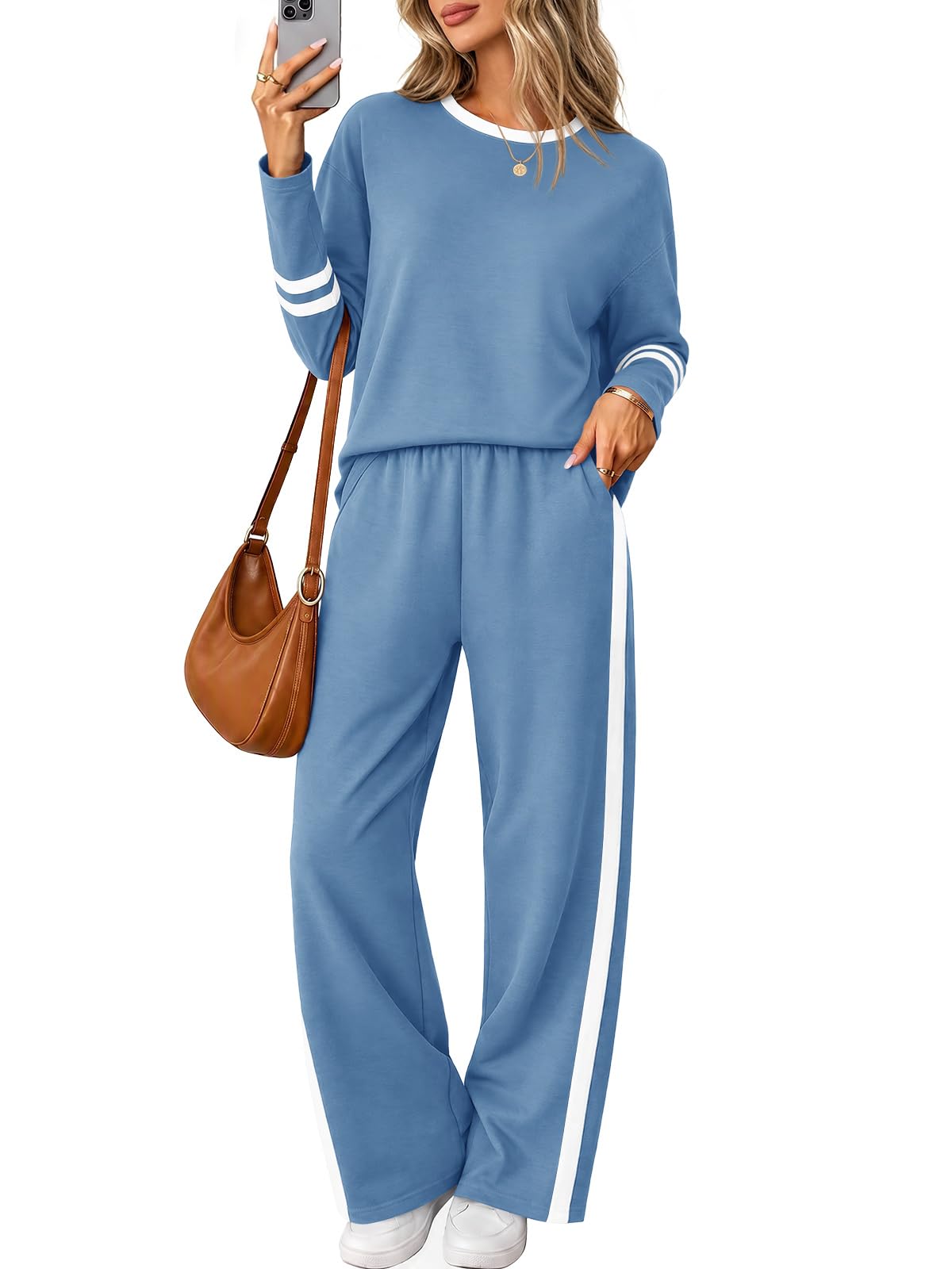 Yousify Lounge Sets for Women Matching Set 2 Piece Wide Leg Pants Outfits