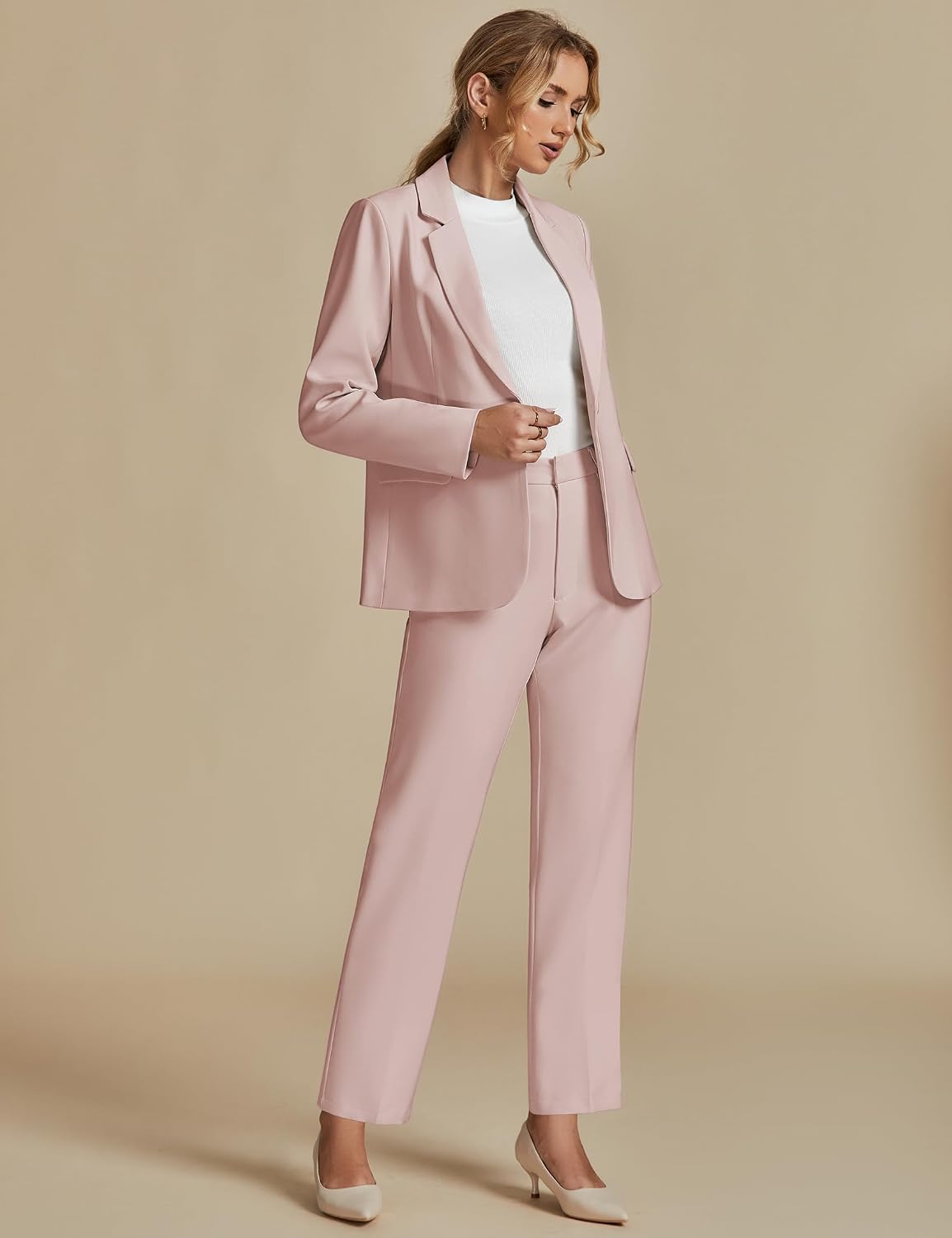 luvamia Women's Two Piece Sets Pants Suits Dressy Business Casual Outfits Professional Blazer Pantsuits Set Work Office