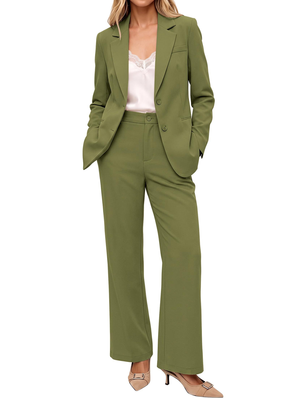 luvamia Pant Suits for Women 2 Piece Sets Business Casual Bootcut Pants Set