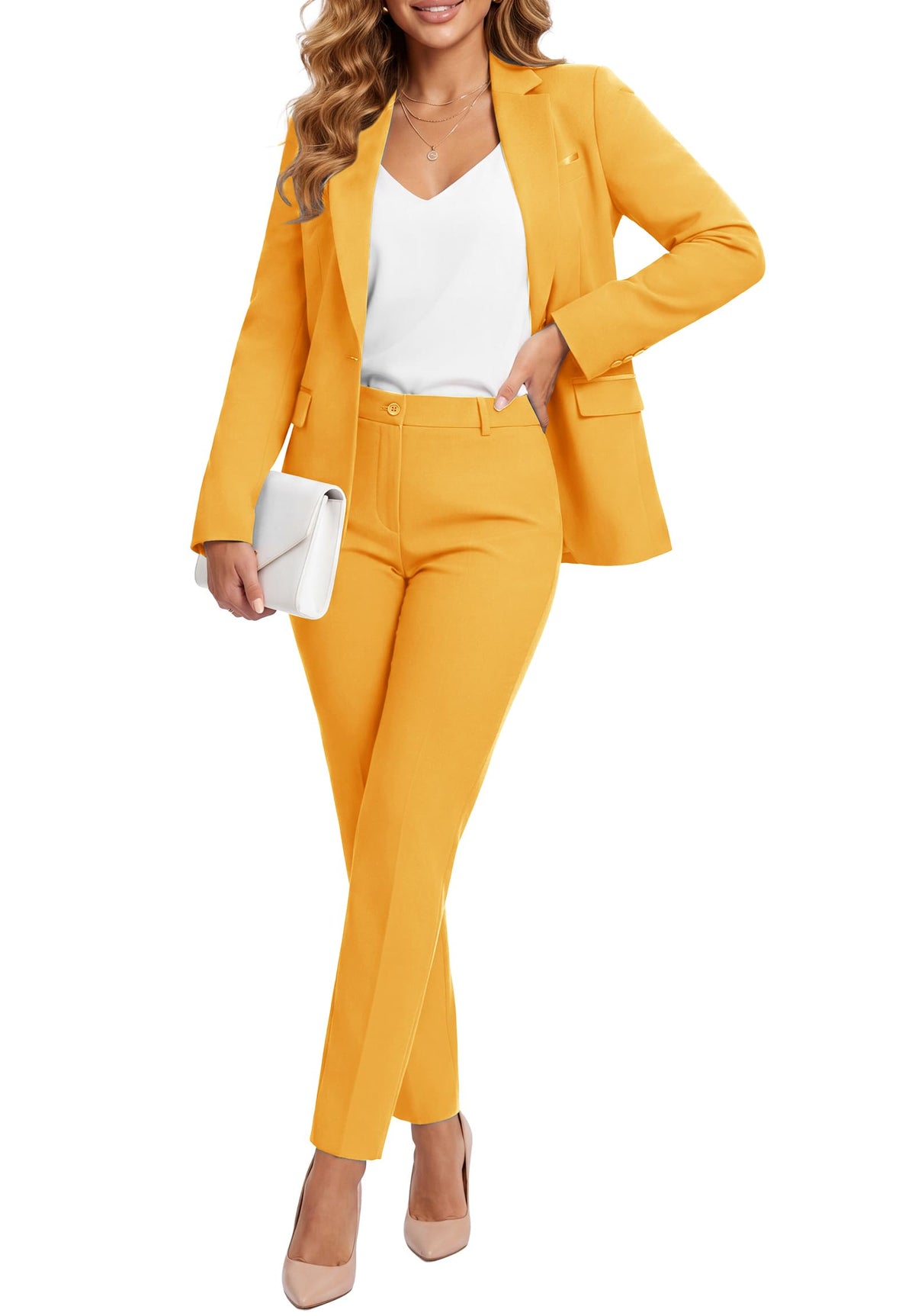 Kelyaa Womens 2 Piece Suit Sets Slim Fit Blazer Pants Work Outfits