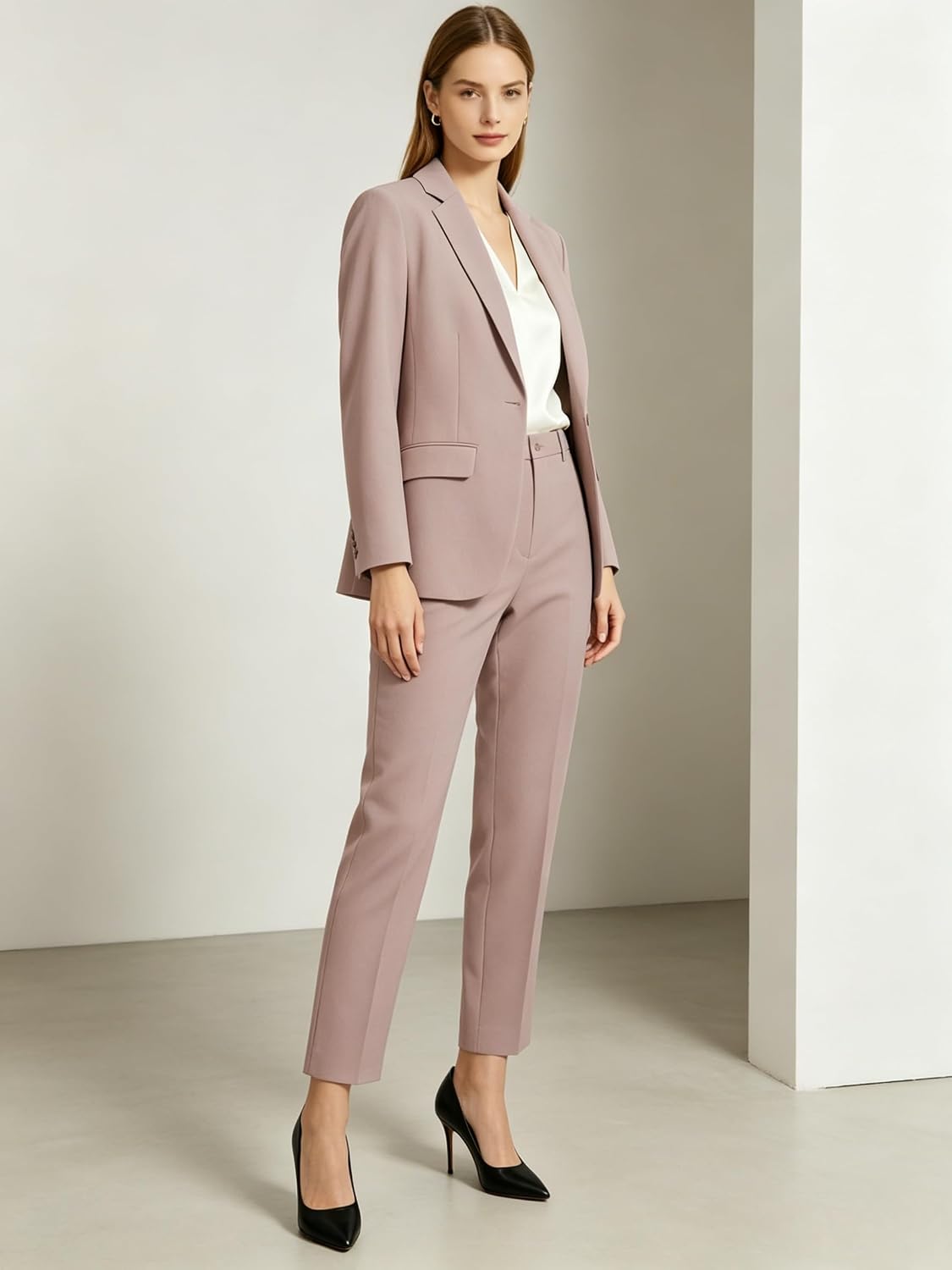 Women’s 2 Piece Suit Sets Formal Business Slim Fit Outfit Office Pantsuits