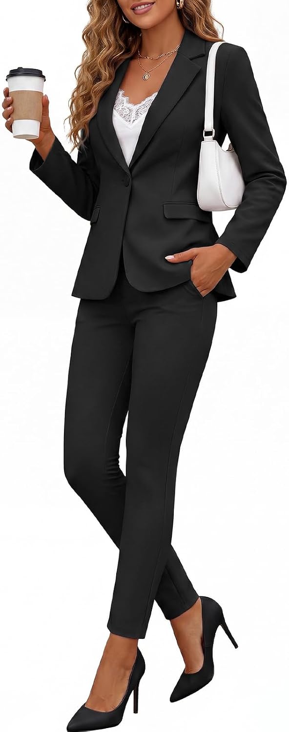 Kelyaa Women's 2 Piece Suit Set Slim Fit Business Casual Outfits