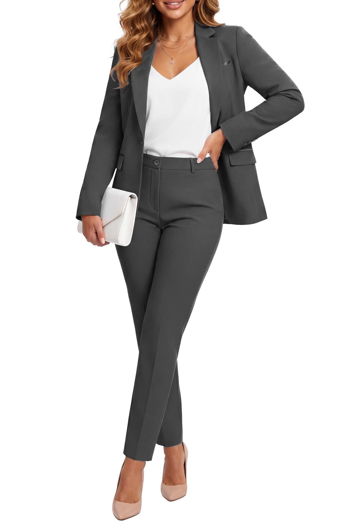 Kelyaa Womens 2 Piece Suit Sets Slim Fit Blazer Pants Work Outfits