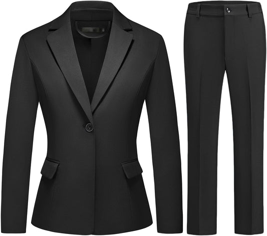 Womens Business Pants Suit 2 Piece Set Classic One Button Blazer & Pants Set for Work Wedding Interview
