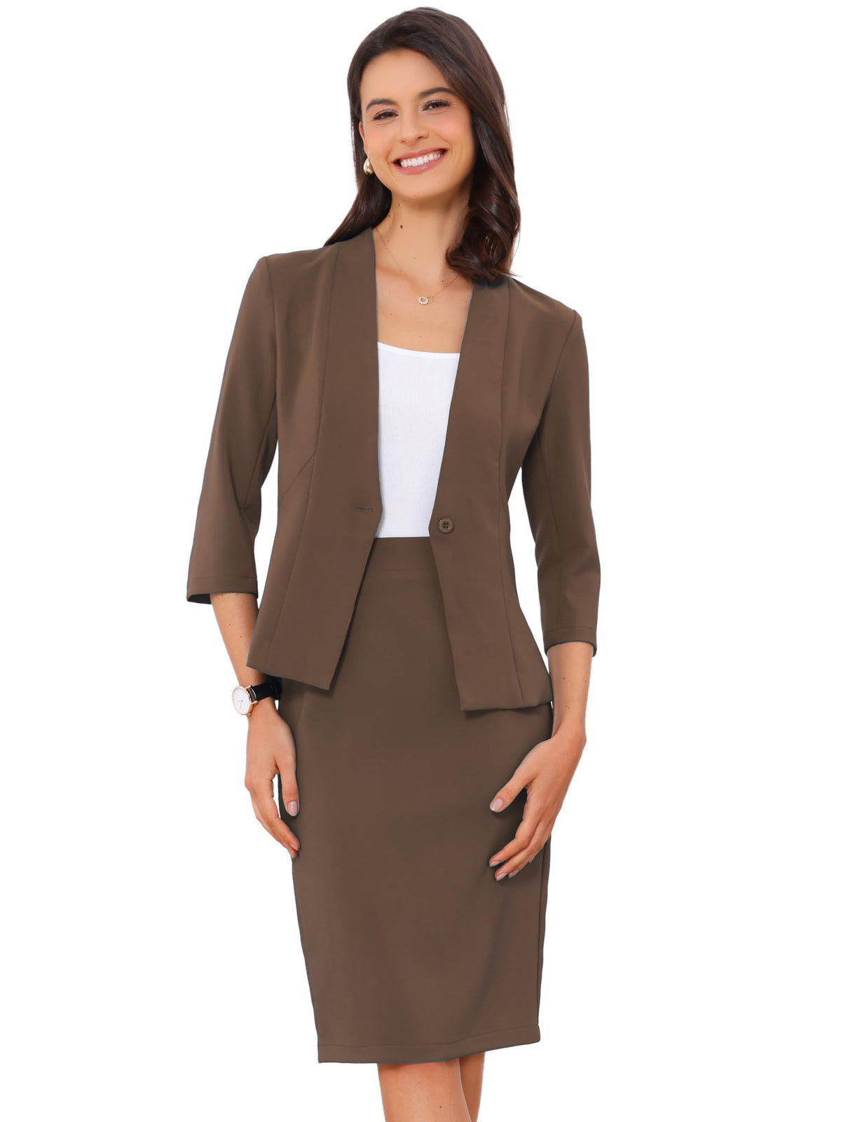 Allegra K Business Suit for Women 2 Piece Skirt Set Office Work Outfit