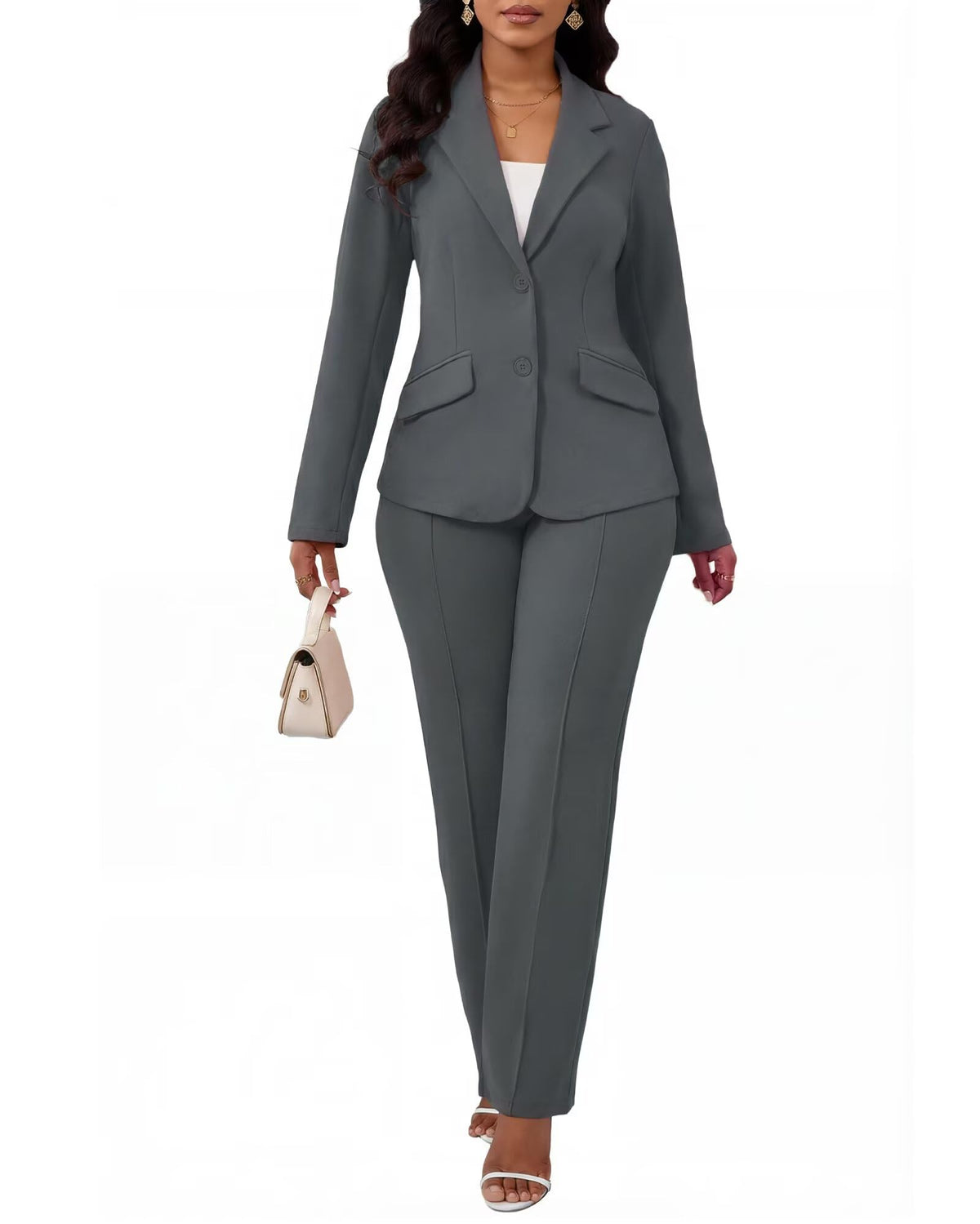 Kafiloe Women Suits 2 Piece Set Blazer Business Casual Outfit