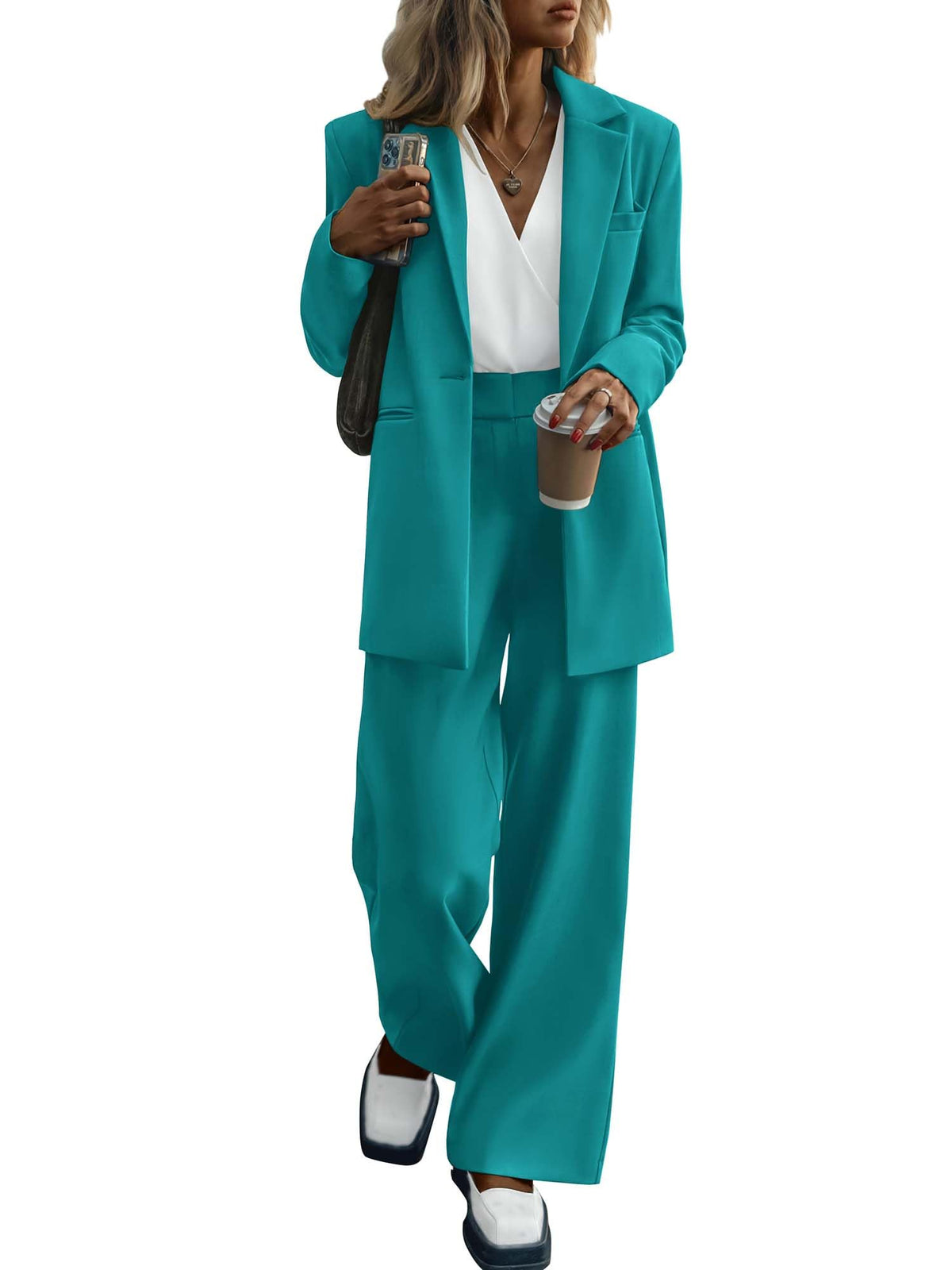 KIRUNDO Women Suits 2 Piece Set Business Dressy Pantsuit