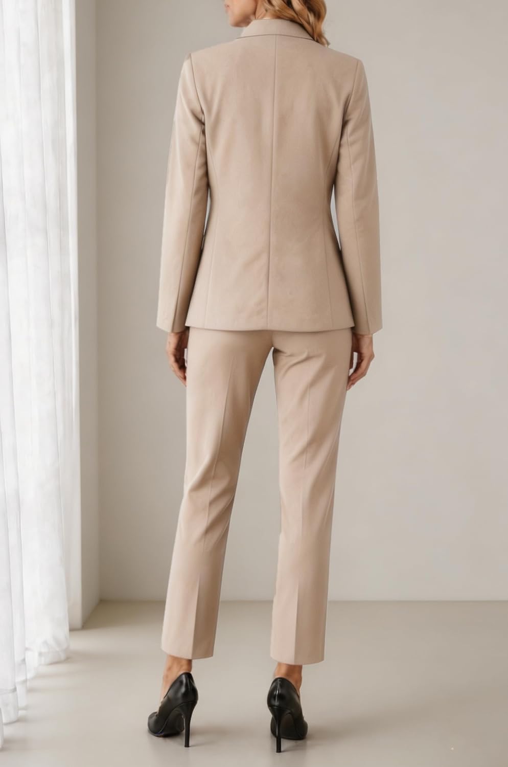 Kubsid Pant Suits for Women Dressy 2026 Stretchy Business Blazer and High Waist Straight Leg Pants Work 2 Piece Outfits