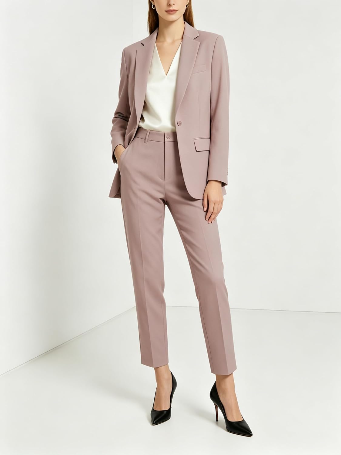 Women’s 2 Piece Suit Sets Formal Business Slim Fit Outfit Office Pantsuits