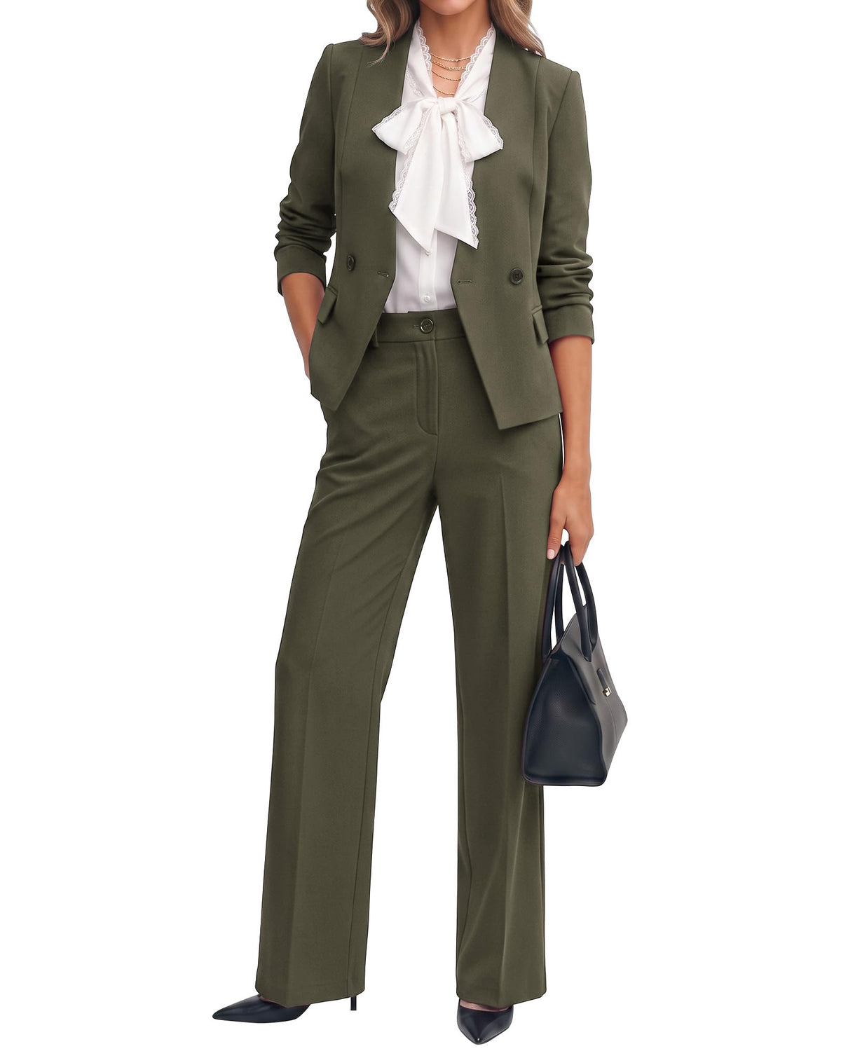 luvamia Pants Suits for Women 2 Piece Sets Business Casual Interview Outfit