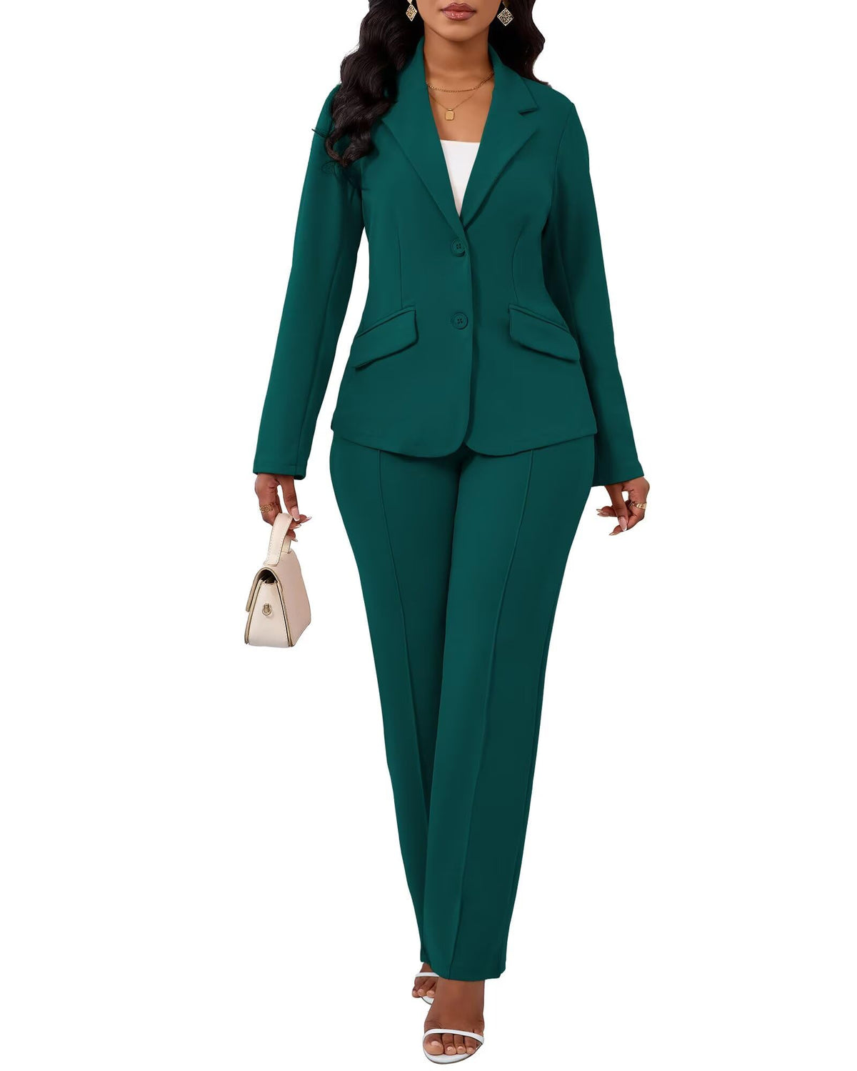 Kafiloe Women Suits 2 Piece Set Blazer Business Casual Outfit