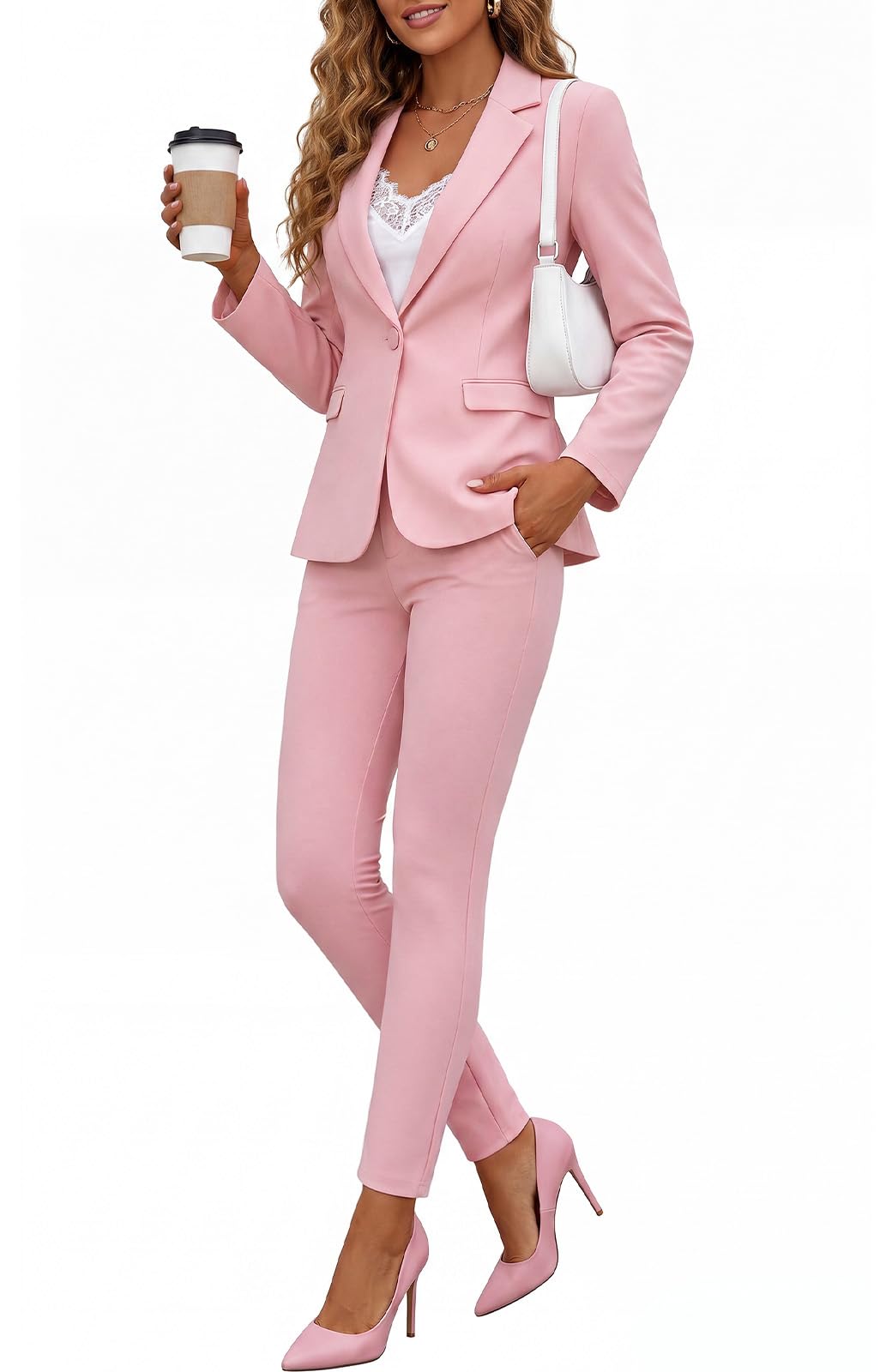 Kelyaa Women's 2 Piece Suit Set Slim Fit Business Casual Outfits