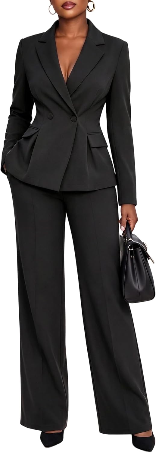 Pant Suits for Women Dressy Business 2 Piece Blazer Pants Set