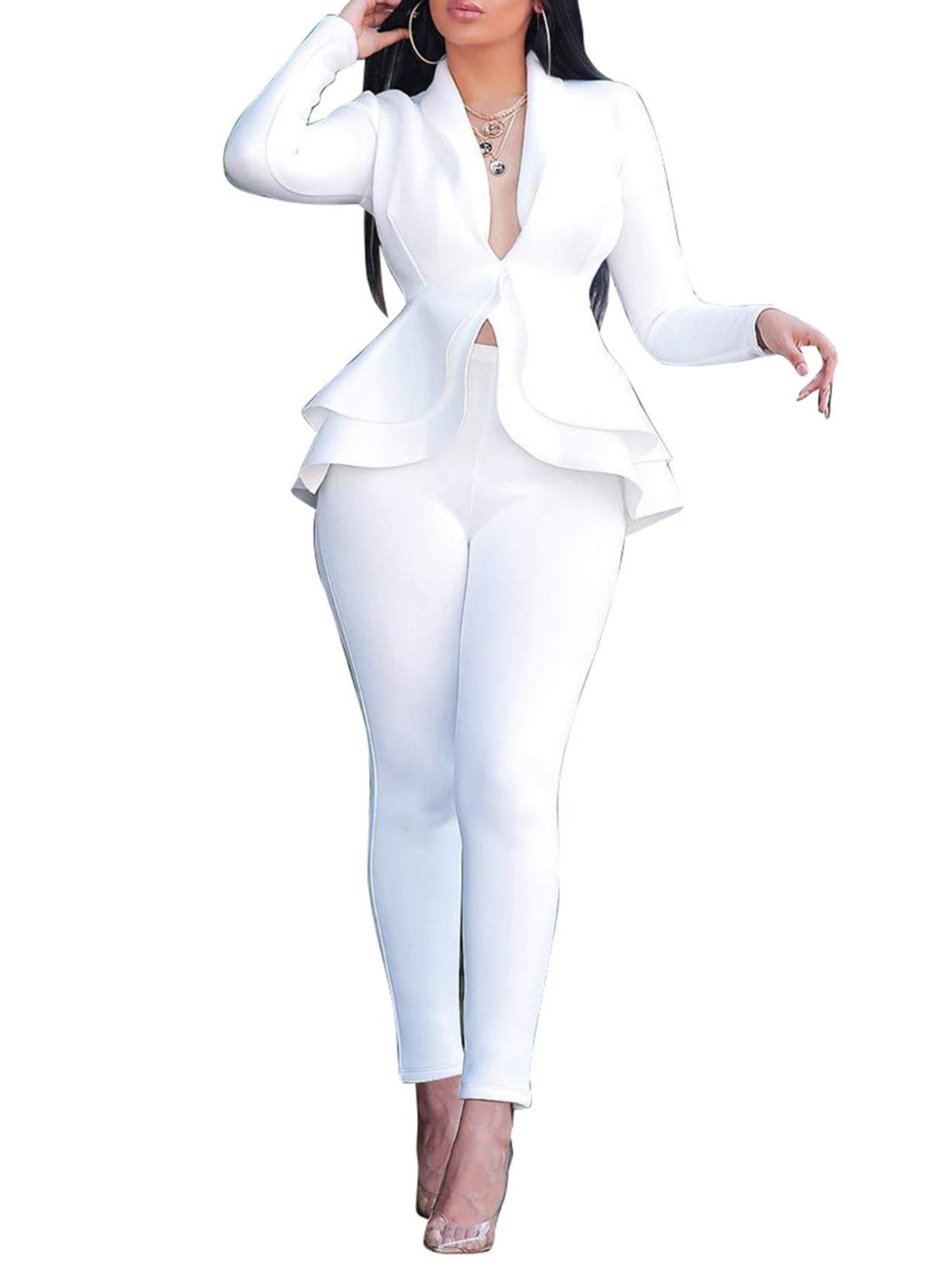 Salimdy 2 Piece Outfits for Women Long Sleeve Dressy Blazer Pants Suits