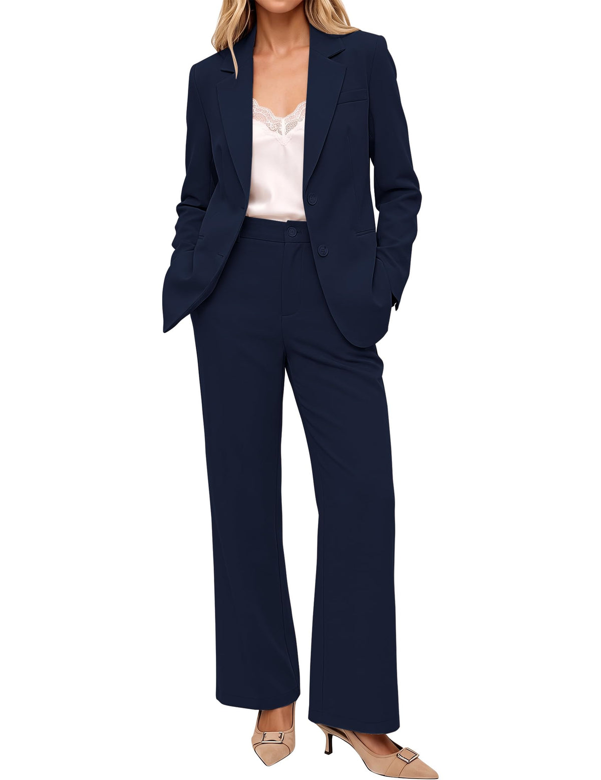 luvamia Pant Suits for Women 2 Piece Sets Business Casual Bootcut Pants Set