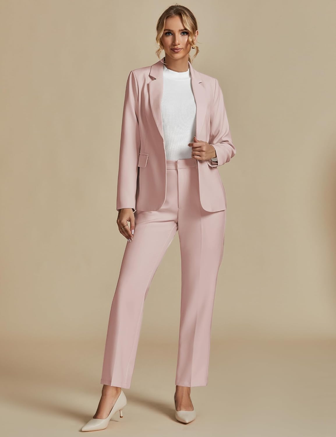 luvamia Women's Two Piece Sets Pants Suits Dressy Business Casual Outfits Professional Blazer Pantsuits Set Work Office