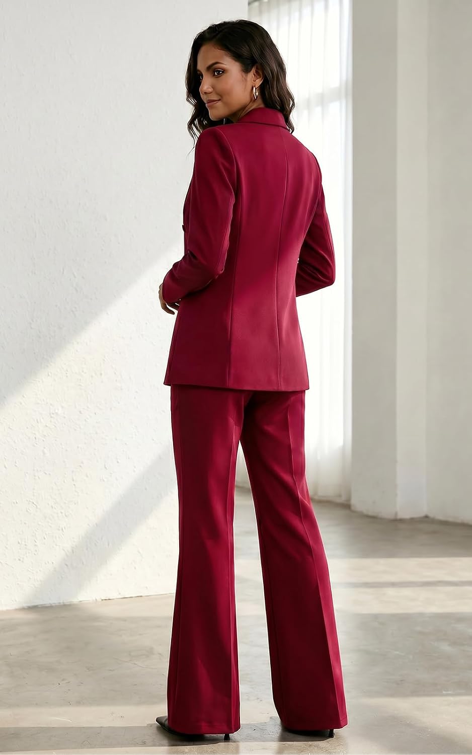 Agenlulu Women's 2 Piece Suits Business Casual Outfits Long Sleeve Solid Blazer Pantsuits Professional Office Work Sets
