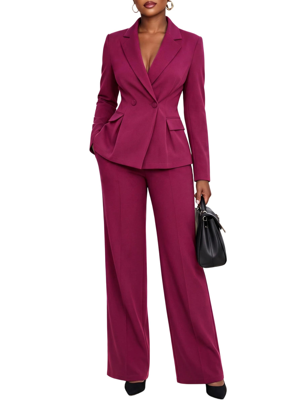 Pant Suits for Women Dressy Business 2 Piece Blazer Pants Set