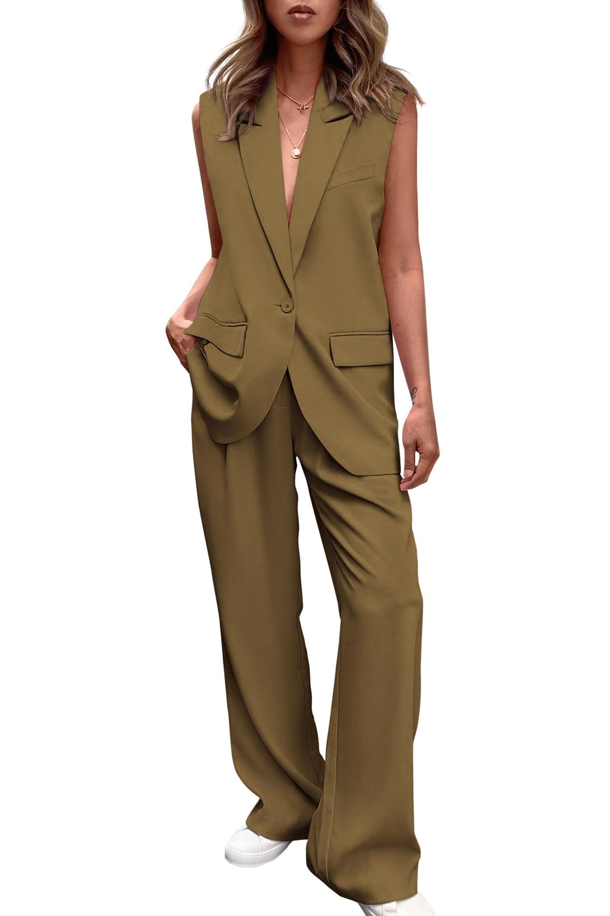 PRETTYGARDEN Women's Summer 2 Piece Outfits Blazer Sets