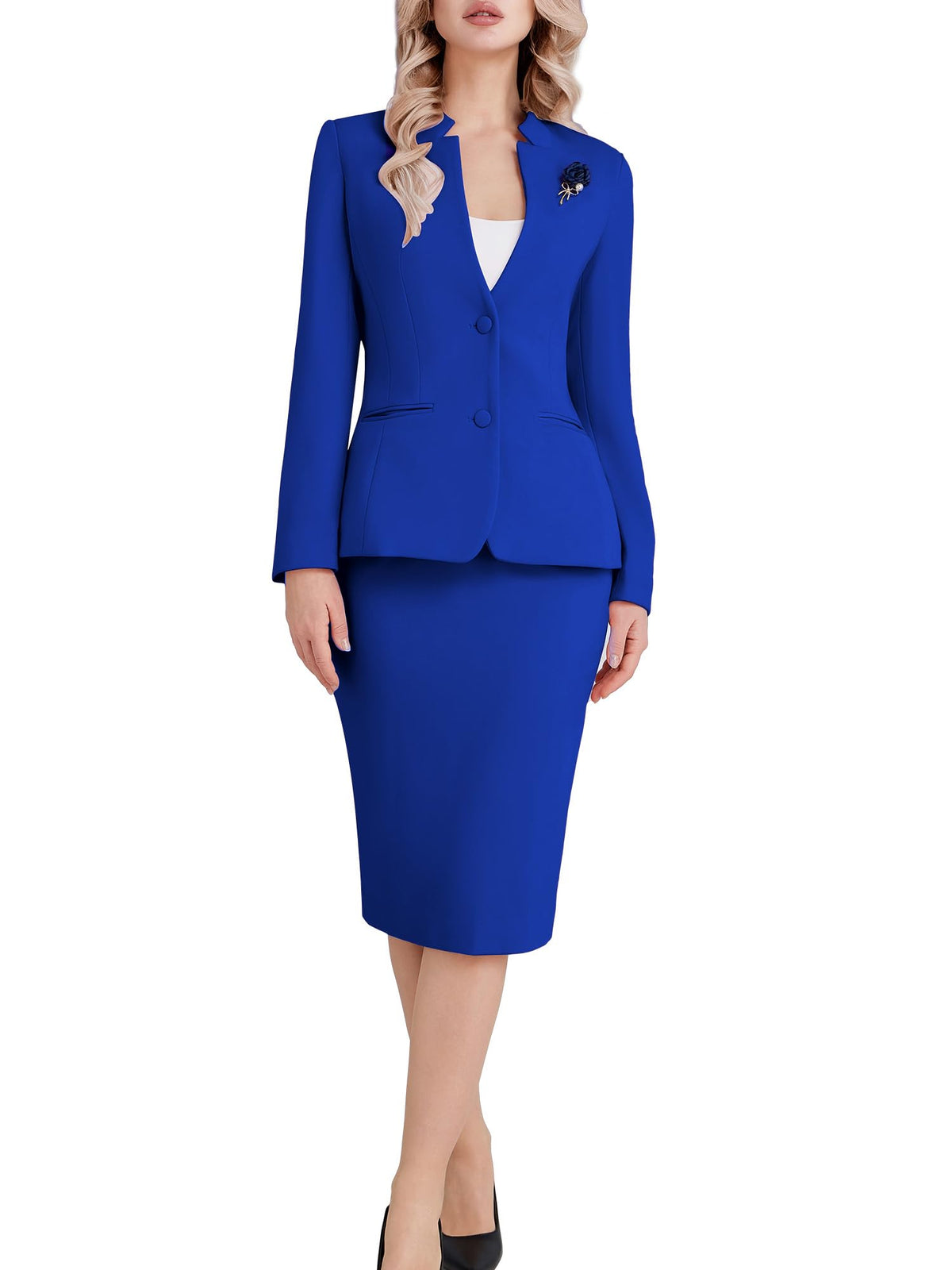 Kelyaa Women's 2 Piece Suit Skirt Set Business Blazer & Pencil Skirt