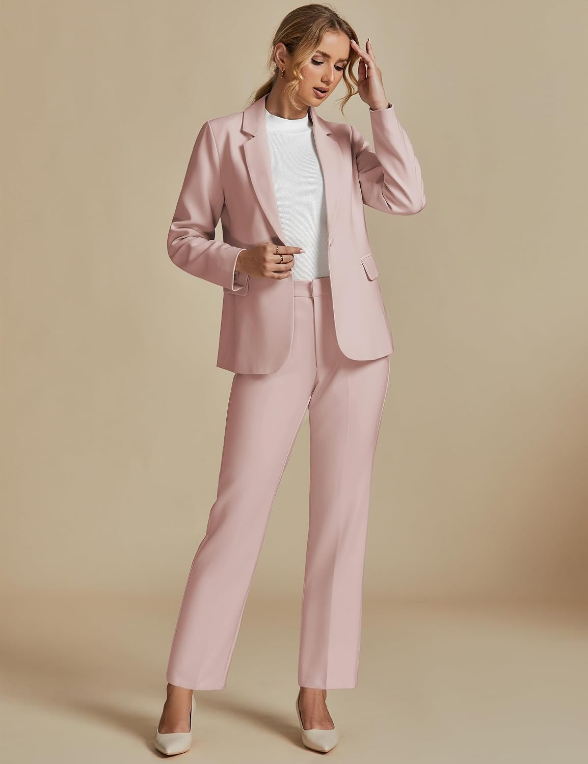 luvamia Women's Two Piece Sets Pants Suits Dressy Business Casual Outfits Professional Blazer Pantsuits Set Work Office