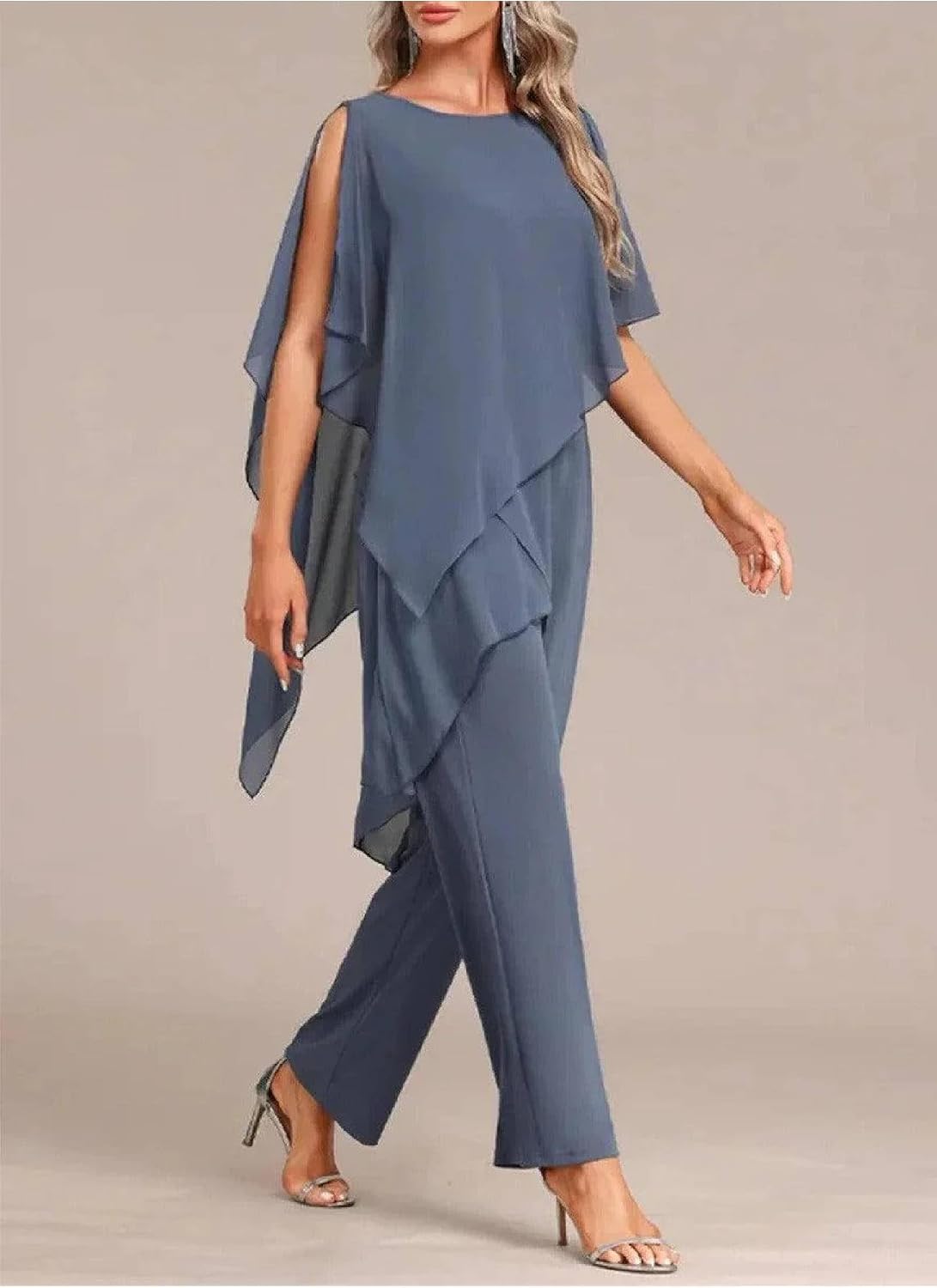 Chiffon Mother of The Bride Pants Suit for Women 2 Pieces Dressy