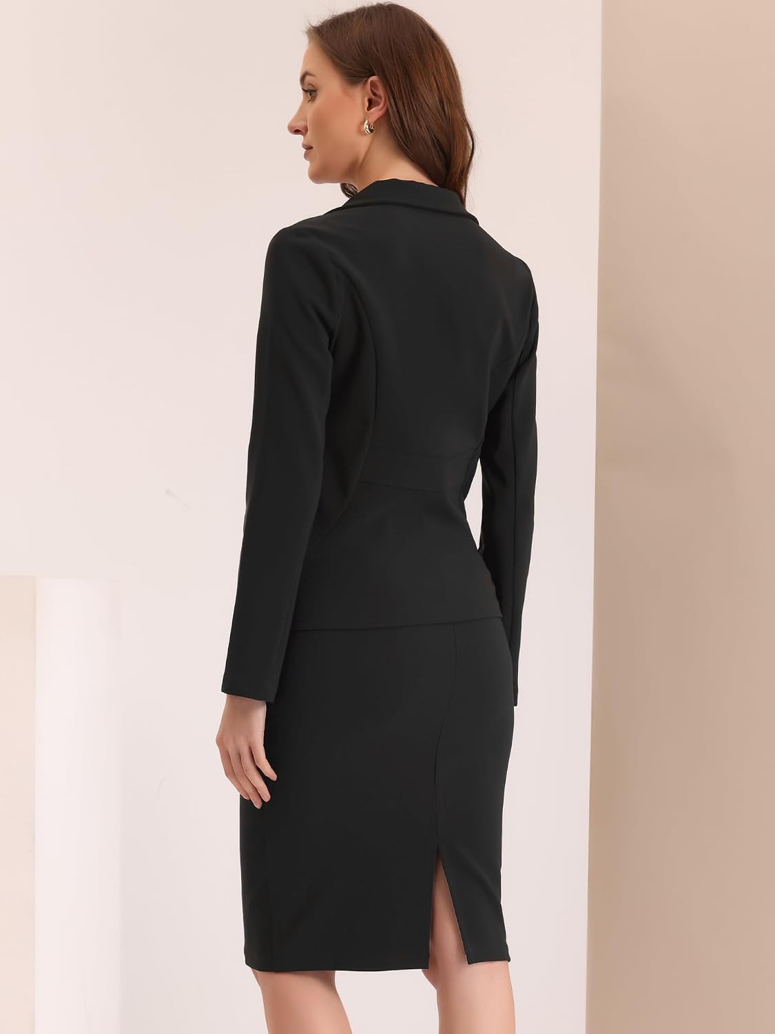 Allegra K Women 2 Piece Skirt Suit Set Business Casual Blazer Pencil Skirts