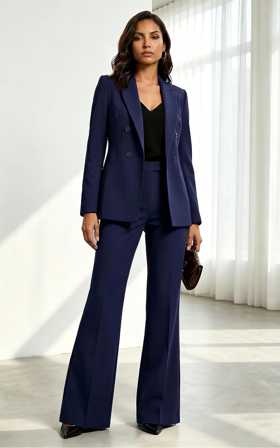 Agenlulu Women's 2 Piece Suits Business Casual Outfits Long Sleeve Solid Blazer Pantsuits Professional Office Work Sets