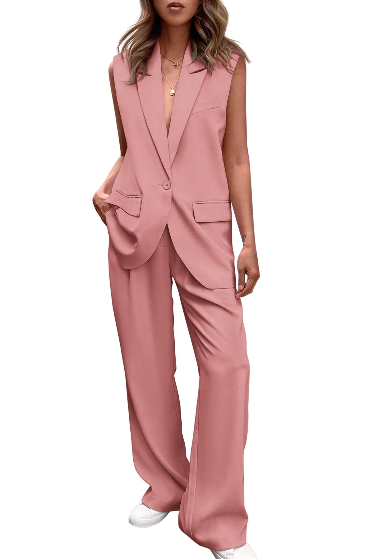 PRETTYGARDEN Women's Summer 2 Piece Outfits Blazer Sets