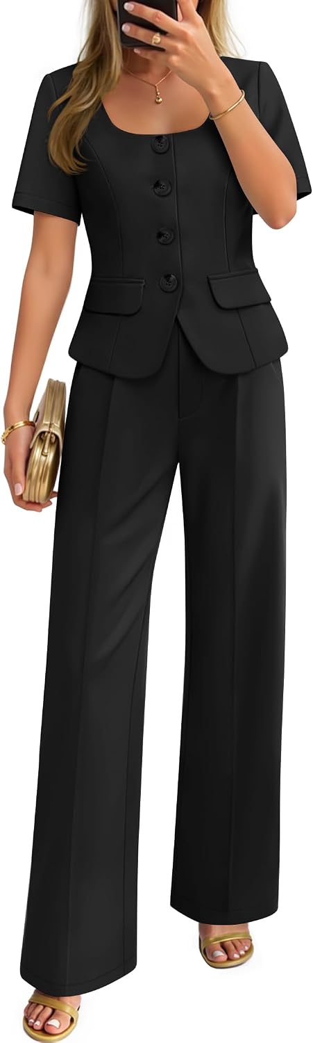 ZESICA Women's Two Pieces Suits Set Business Casual Outfits