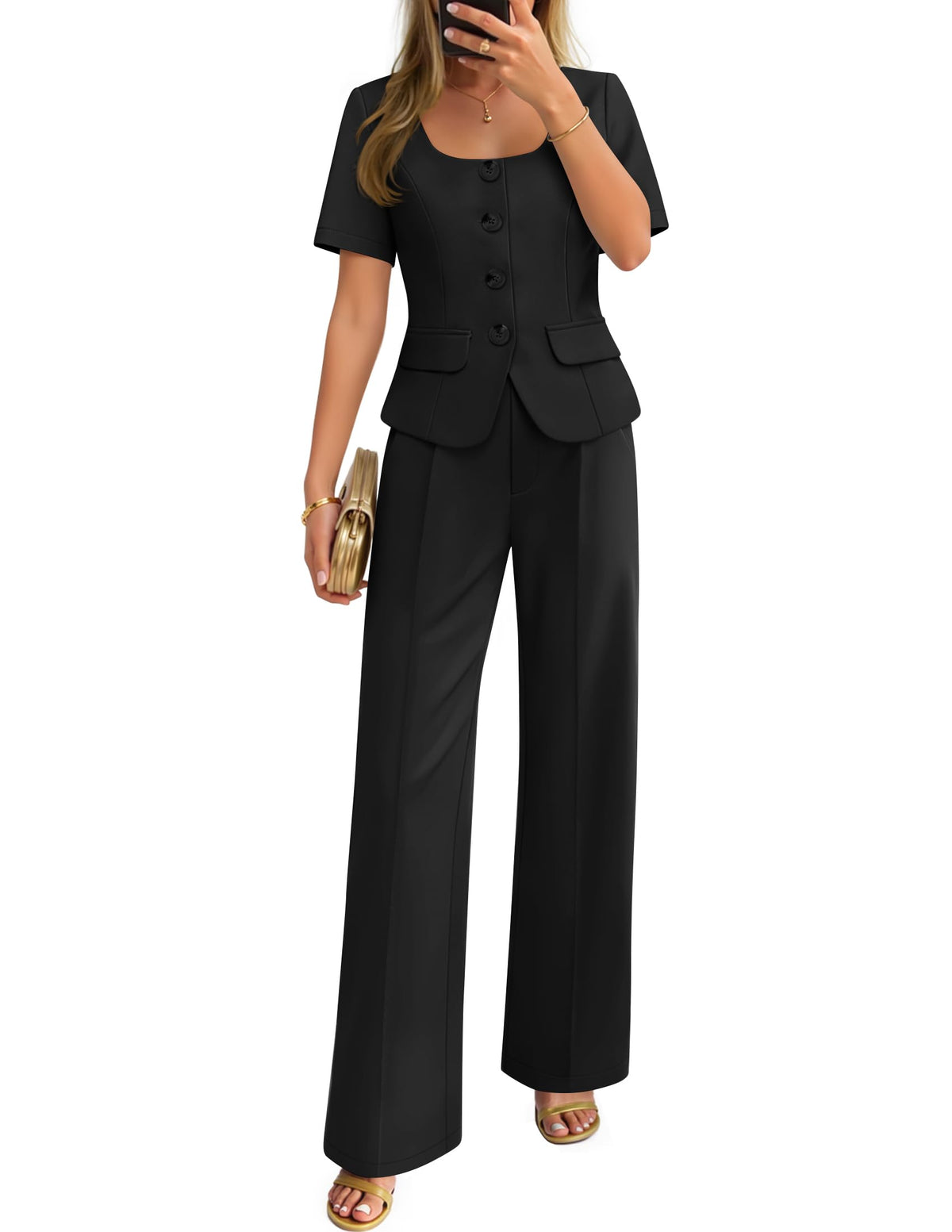 ZESICA Women's Two Pieces Suits Set Business Casual Outfits