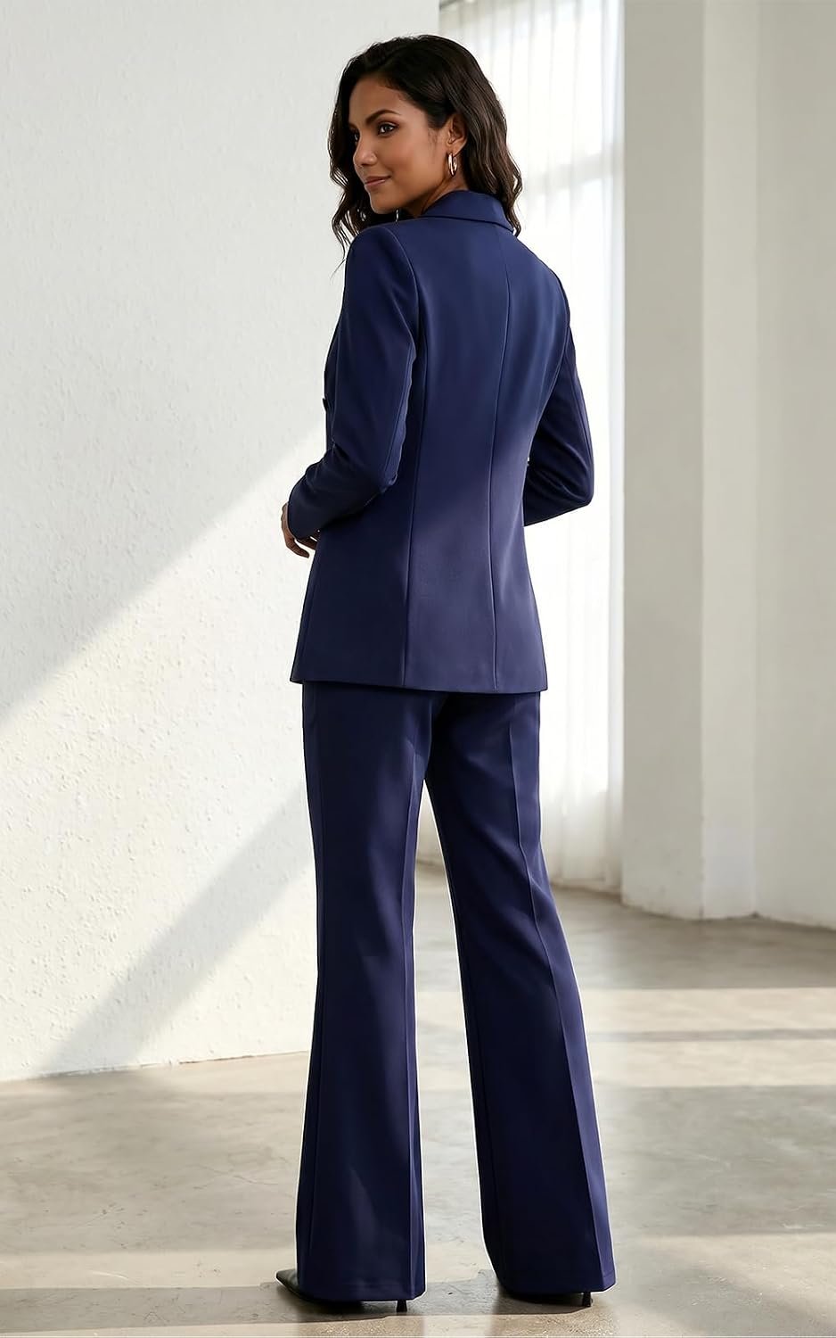 Agenlulu Women's 2 Piece Suits Business Casual Outfits Long Sleeve Solid Blazer Pantsuits Professional Office Work Sets