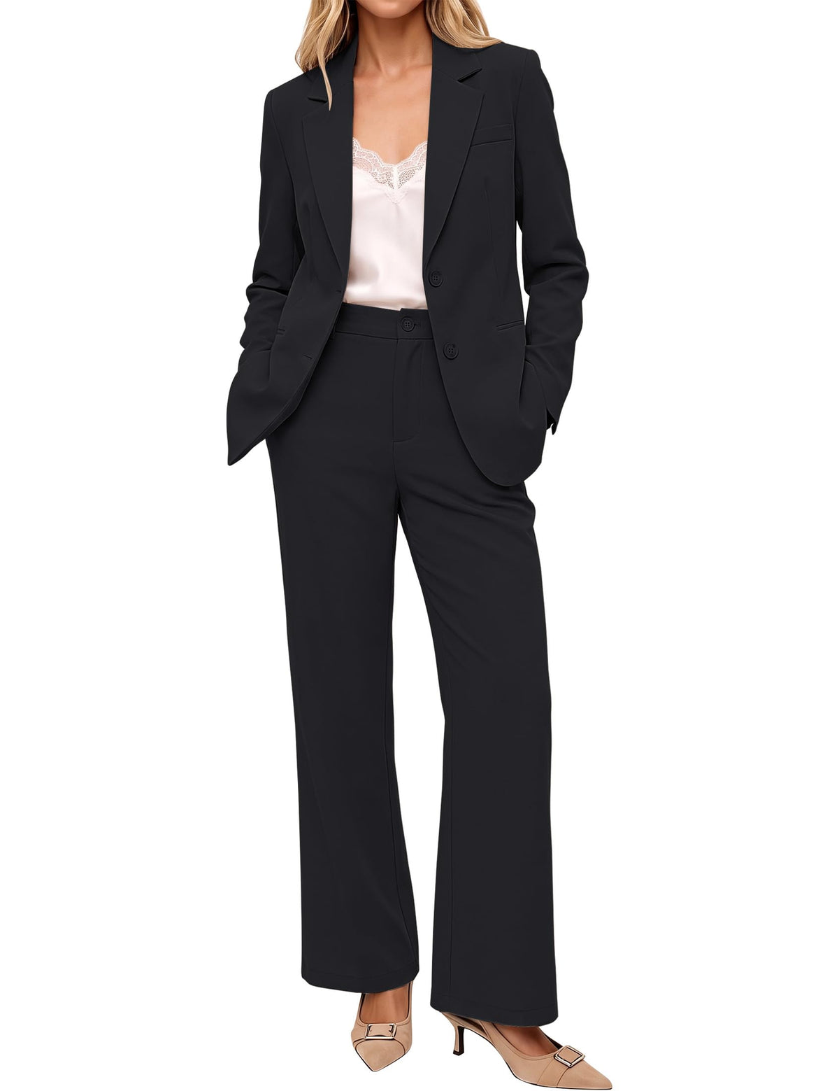 luvamia Pant Suits for Women 2 Piece Sets Business Casual Bootcut Pants Set