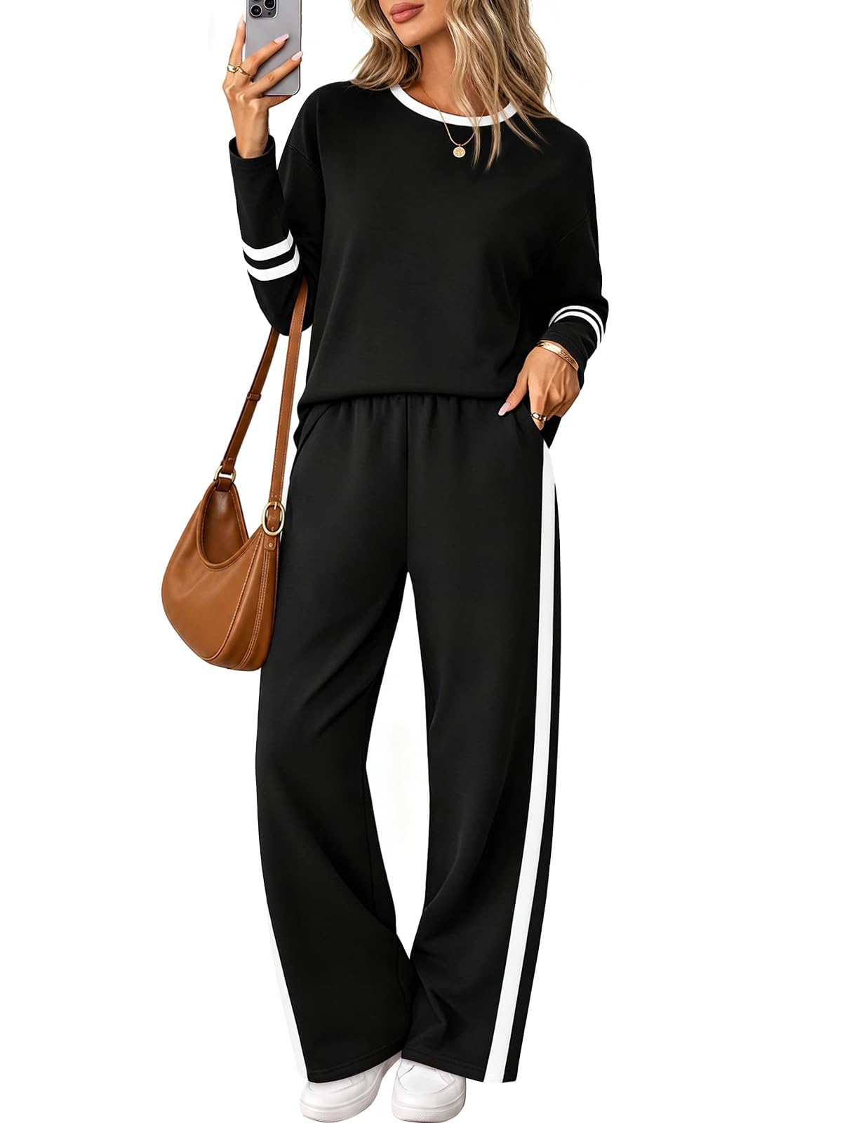 Yousify Lounge Sets for Women Matching Set 2 Piece Wide Leg Pants Outfits