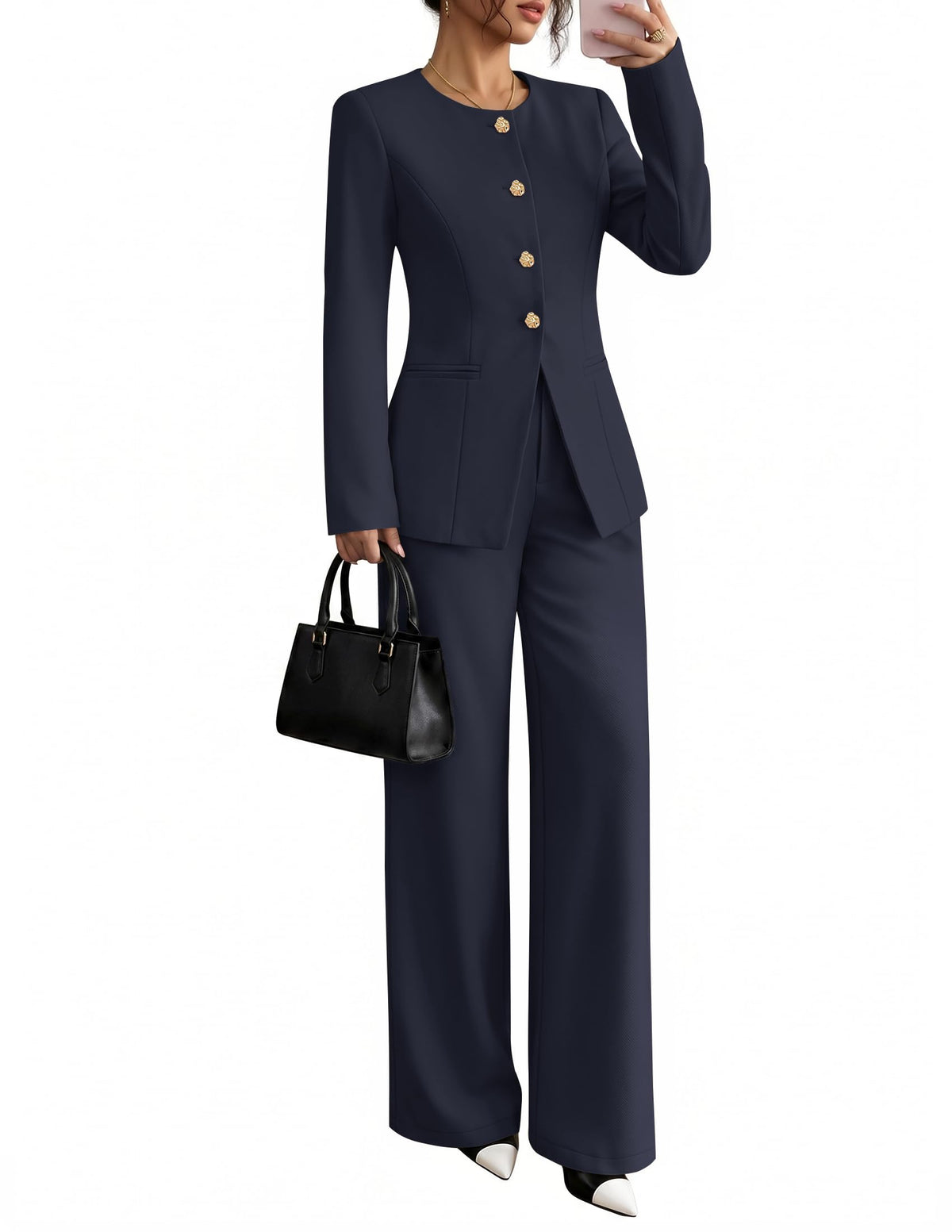 ZESICA Women's Two Piece Suits Sets Casual Business Pants Outfits