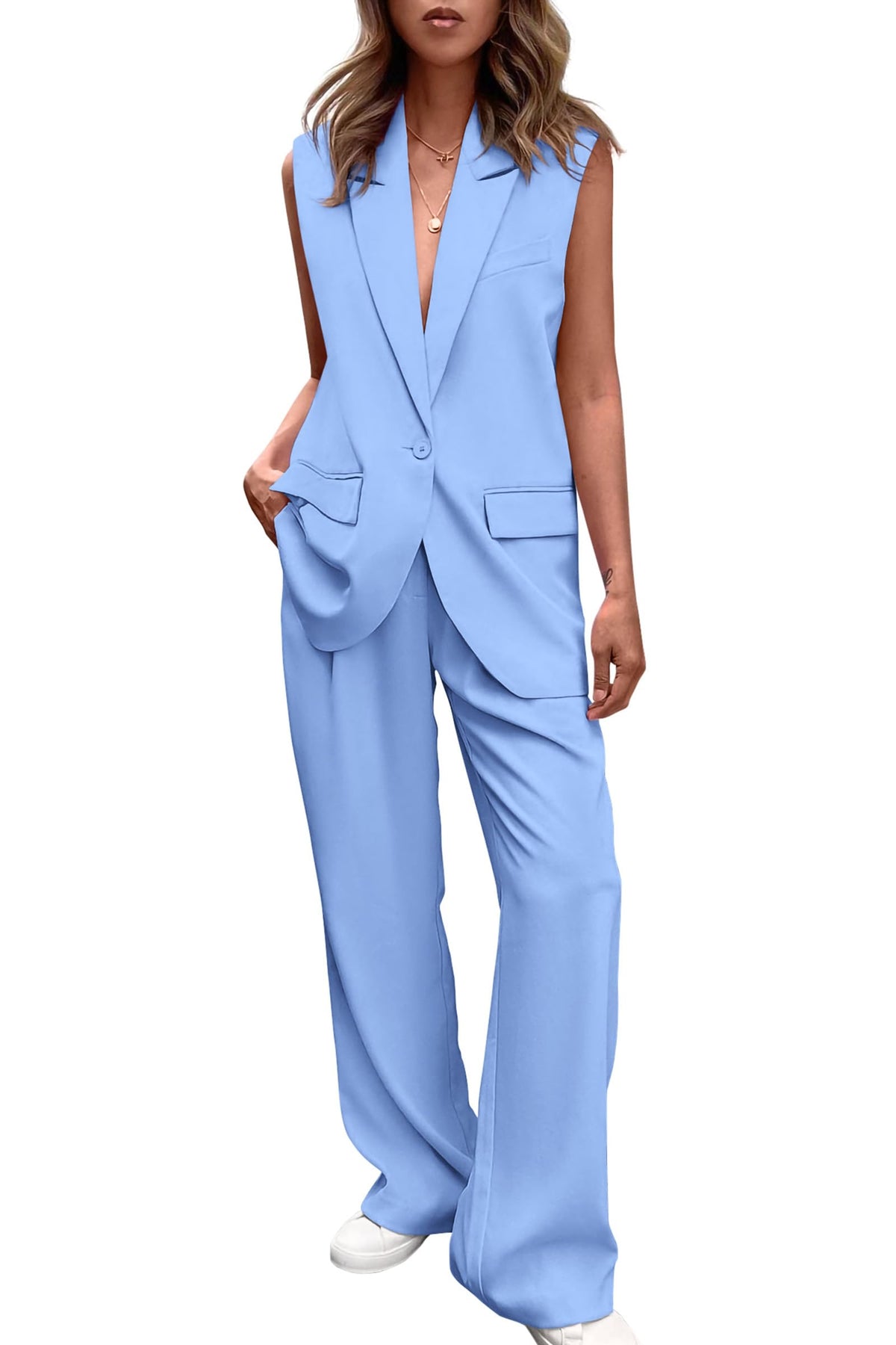 PRETTYGARDEN Women's Summer 2 Piece Outfits Blazer Sets
