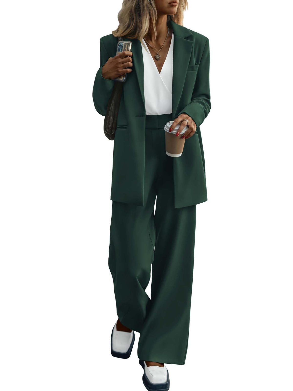 KIRUNDO Women Suits 2 Piece Set Business Dressy Pantsuit