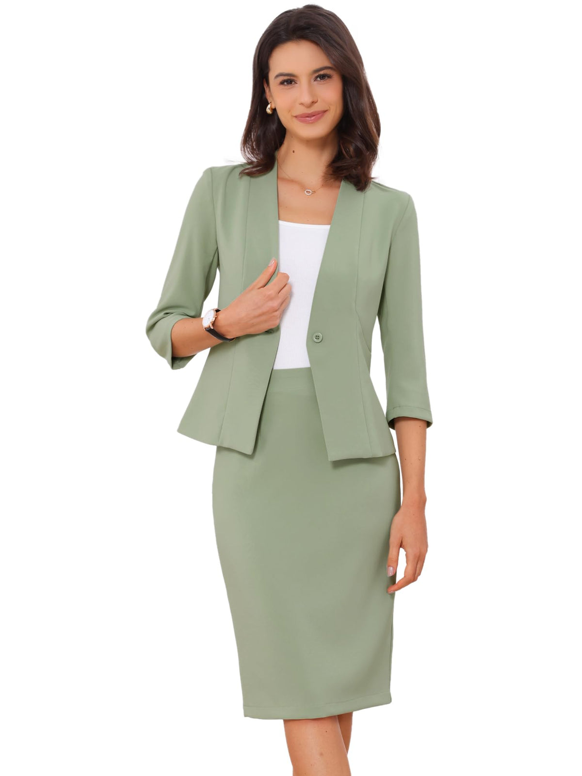 Allegra K Business Suit for Women 2 Piece Skirt Set Office Work Outfit