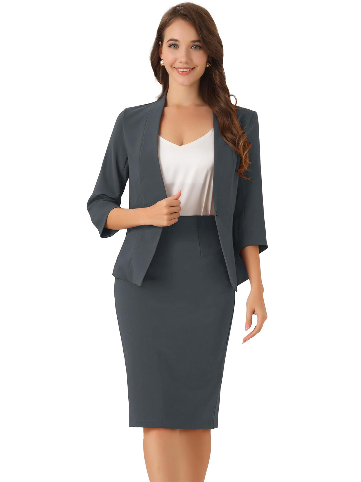 Allegra K Business Suit for Women 2 Piece Skirt Set Office Work Outfit